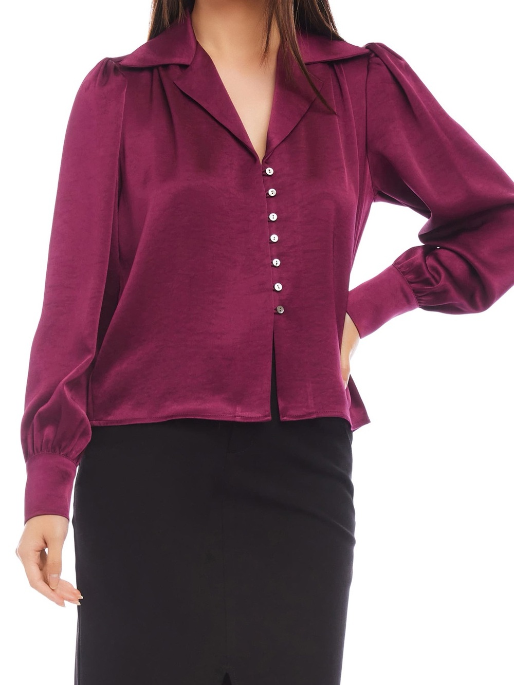 NWT Karen Kane Women’s Satin Button-Up Shirt